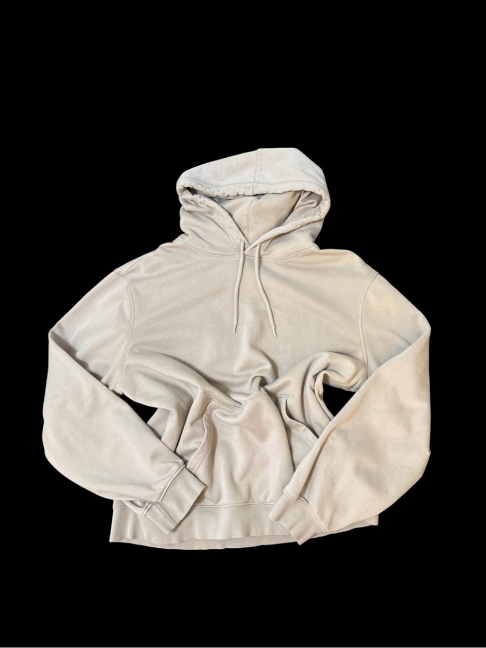H&M Men's Cream Pullover Hoodie - Minimalist Casual Sweatshirt